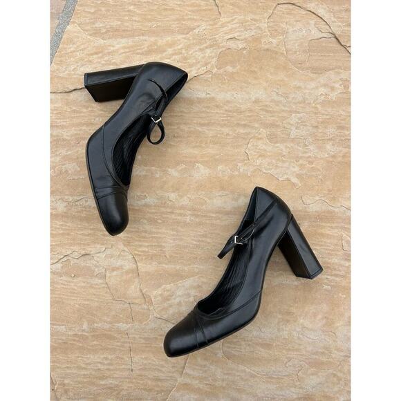 Jill Sander Black Leather Platform Round Toe Heel Sandals Size 41 - Picture 1 of 7